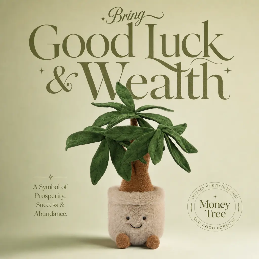 Smilebella 14" Stuffed Money Tree Plush Toy - Stress & Mood Stuffed Toy with Soft Pot Texture, Boho Room Accent, Desk Decor, Perfect Healing Gift for Friends, Stress & Mood Stuffed Toys
