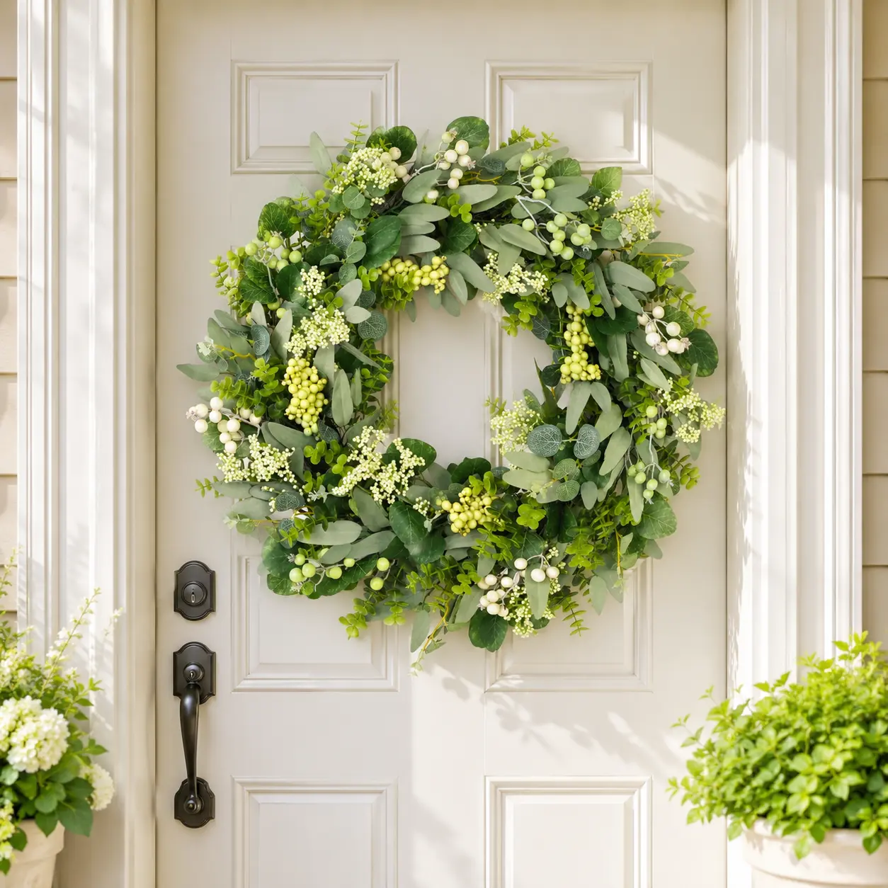 24-Inch Handmade Eucalyptus Wreath - All-Season Front Door Decor, Indoor/Outdoor Use for Home Decoration