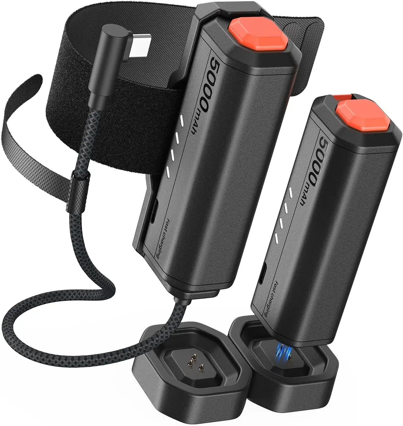KIWI Design P5000 Compact Portable Power Bank (2-Pack, 5000mAh) - 20W Fast Charging, Secure Lock Clips, VR Accessory for Meta Quest 3/3S/2/Pro, Compatible with Smartphone, Sport Camera, All Type-C Electronic Gadgets