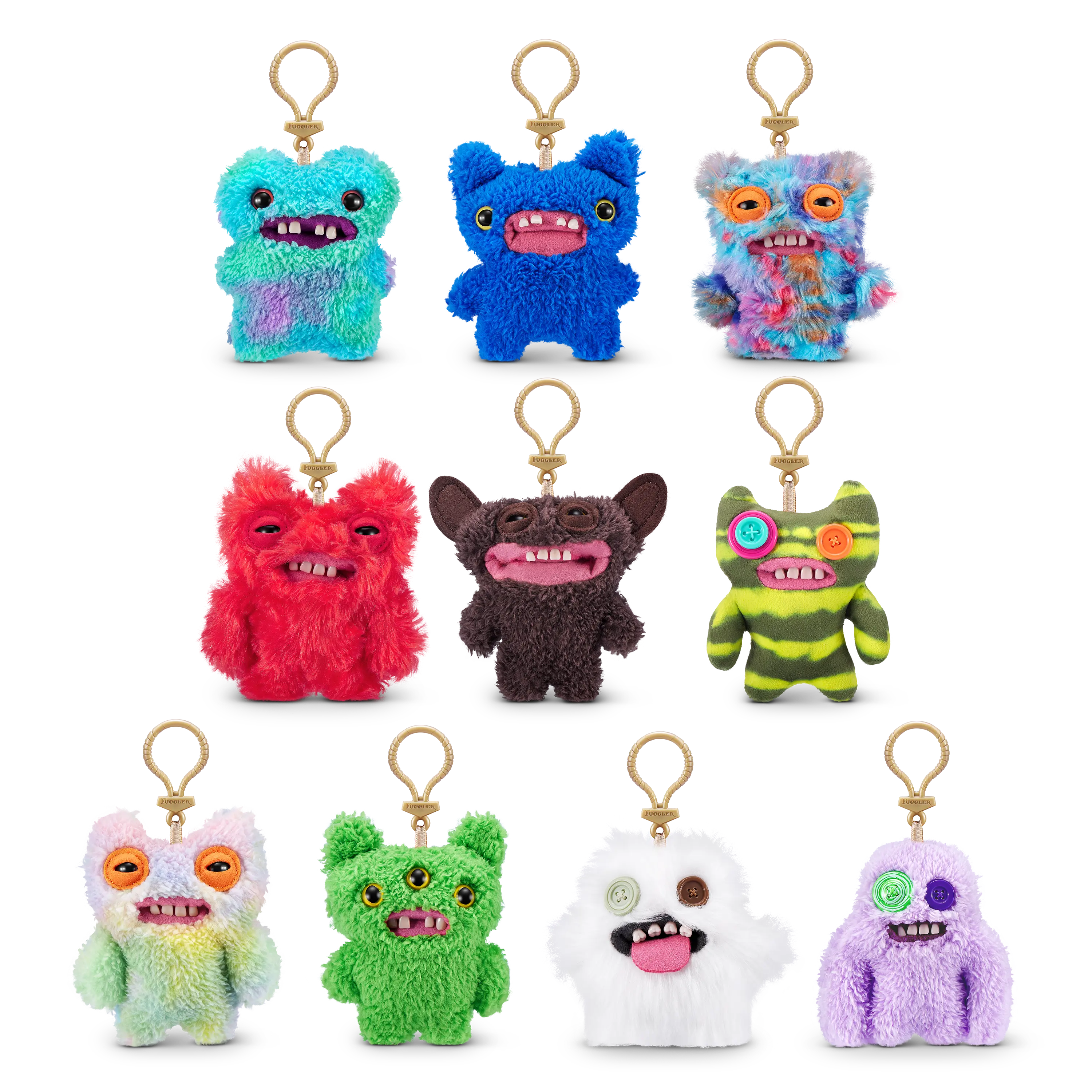 Fuggler Key Rings Series 3 by ZURU Funny Ugly Monster, Plush, Collectible, Toy (3 Pack)