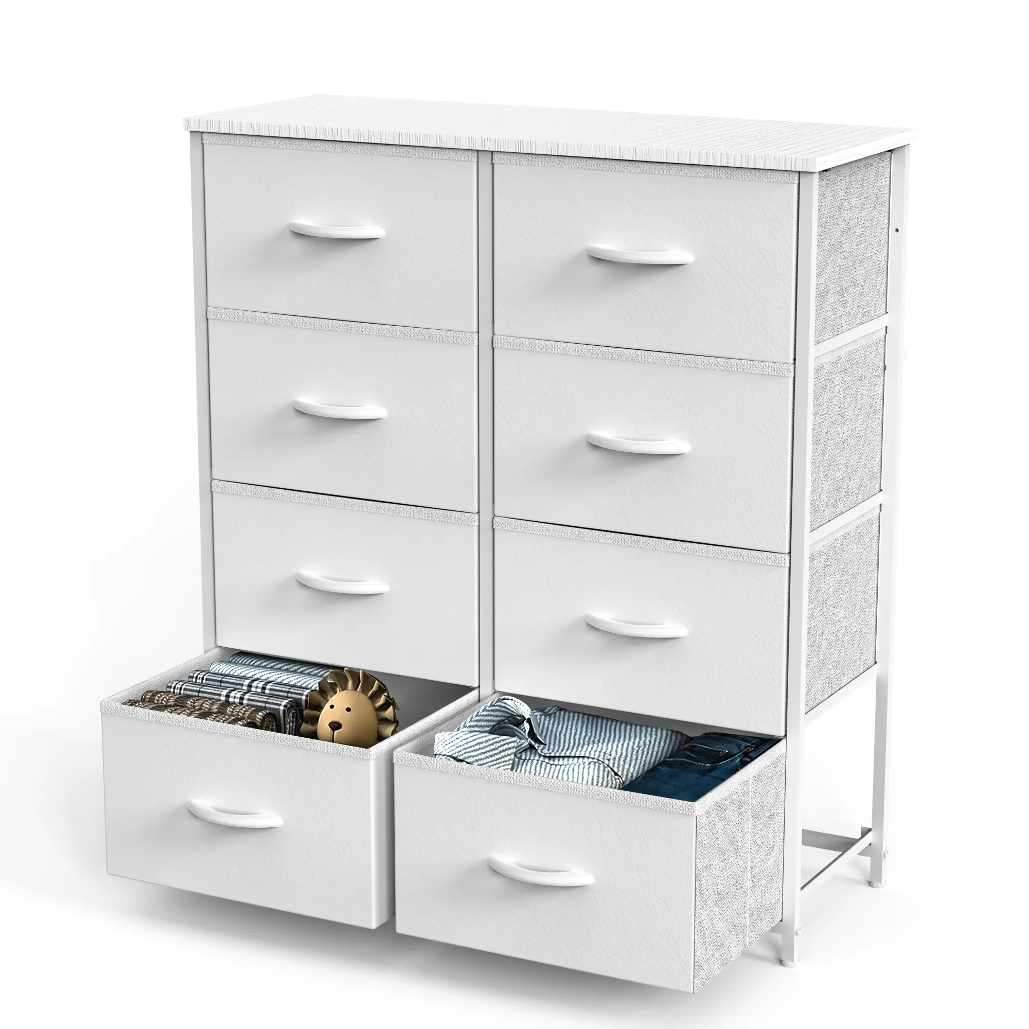 8-Drawer Fabric Furniture Chest of Drawers, Multi-Functional Organizer Storage, Bedroom Dresser for Home Decor & Kitchen Organization, Compartment Cabinet Drawers