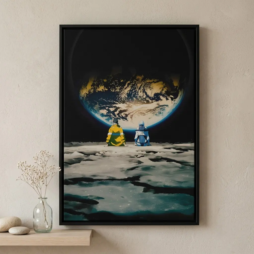Cyberpunk Edgerunners David & Lucy Moon Scene Wall Art - Eco-Friendly Premium Quality Print, Optional Slim Black Frame or Unframed Poster for Anime Room Decor