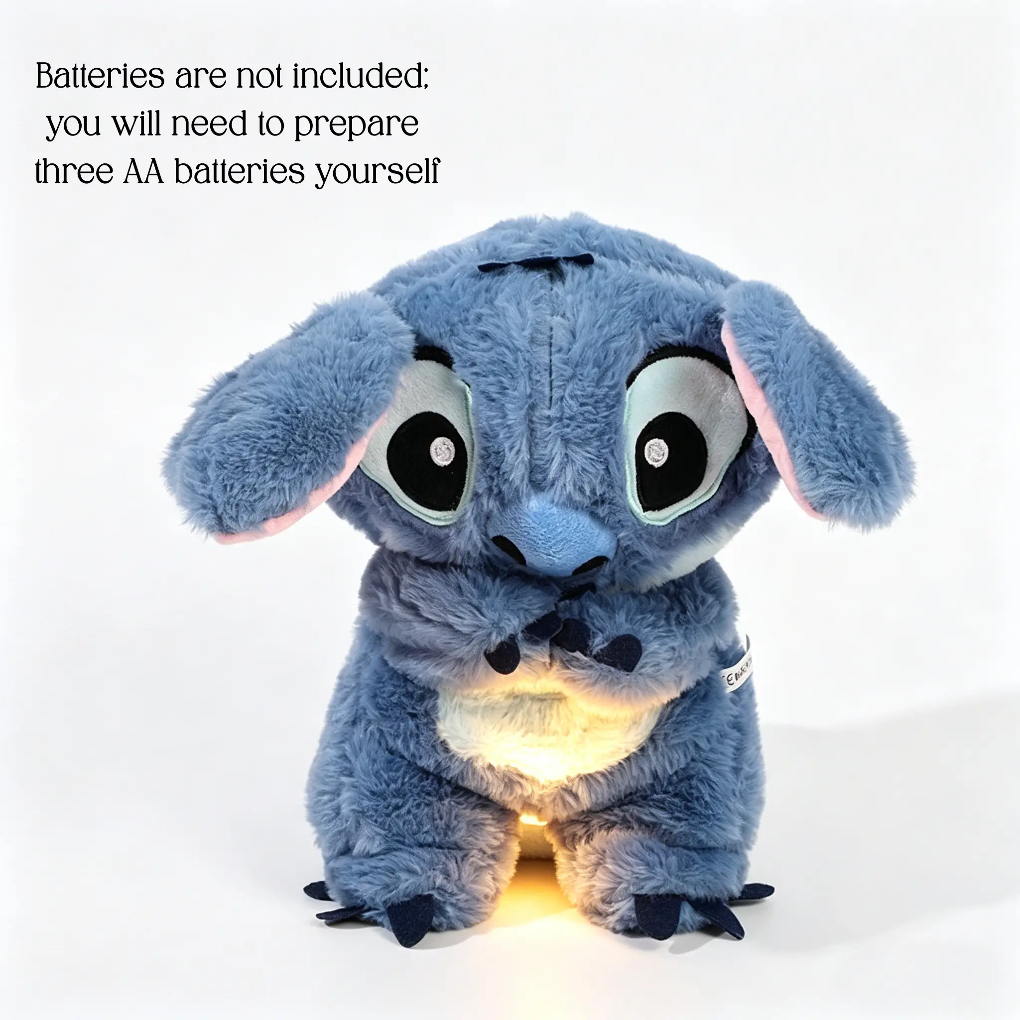 Disney Breathing Stitch Plush Doll, 11in Home Decor Doll Ornament, Kids' Bedtime Companion (Batteries Not Included)