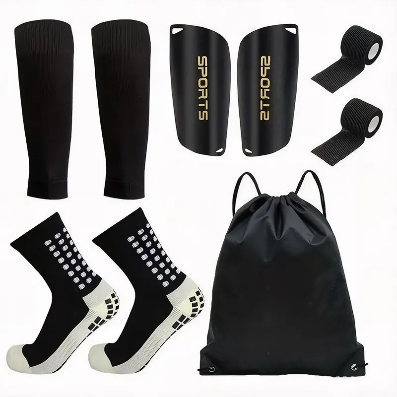Adult Professional Football Training Set (9 Counts/Set) - Soccer Stuff Accessories, Sports Socks, Shin Guard, Shin Sleeve, Tape, Outdoor Sports Gear, Soccer Gear, Grip Socks For Soccer