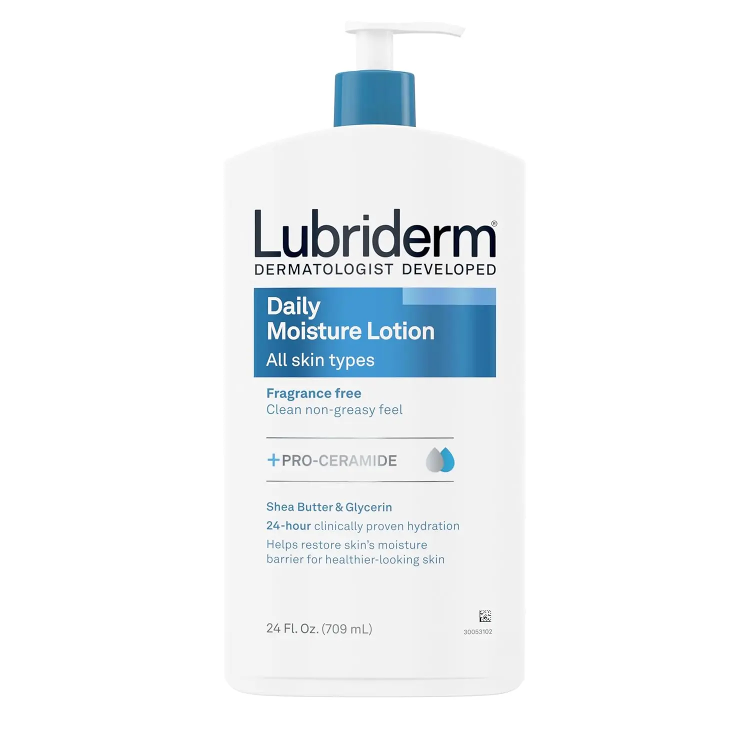 Lubriderm Daily Moisture Lotion – 24 oz | Fragrance-Free Body Lotion with Pro-Ceramide