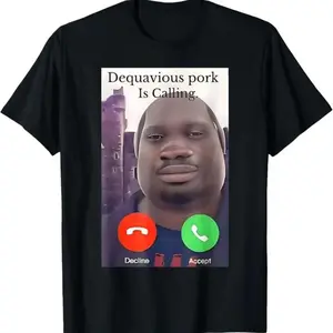 100% Cotton Daquavious Pork is Calling John Pork Meme Joke Oddly T-ShirtKnitted pure cotton comfortable T-shirt