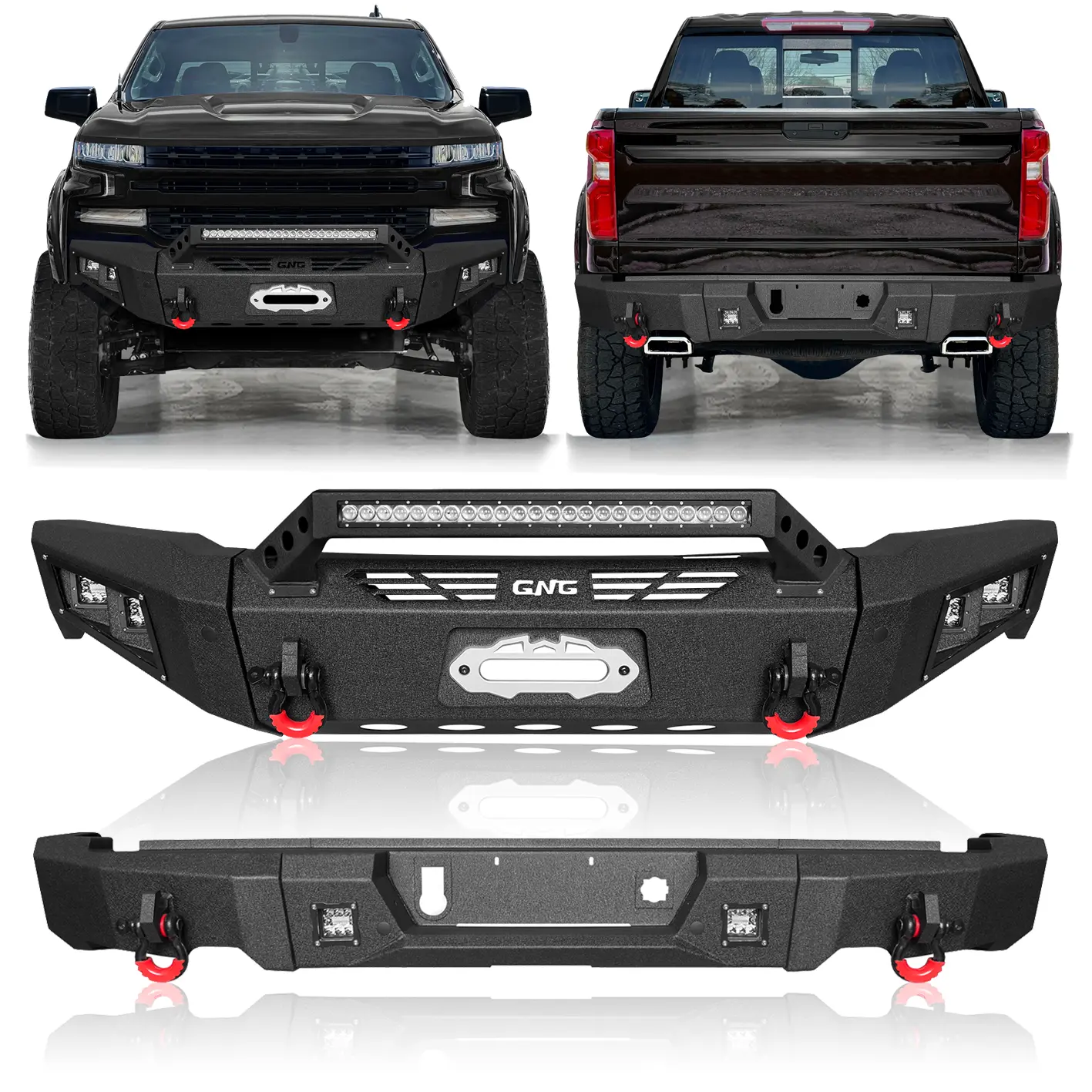 New Steel Front/Rear Bumper Fits 2019-2021 Chevy Silverado 1500 W/LED Lights