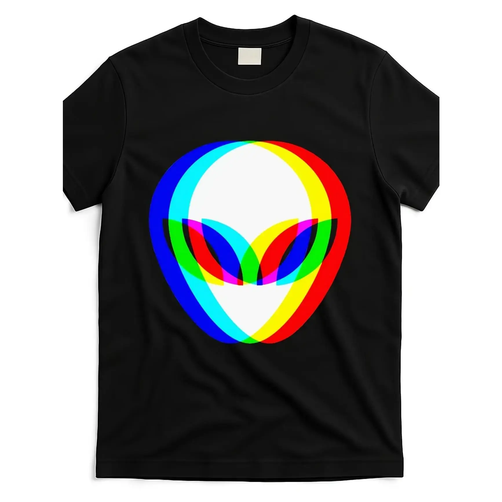 Heavyweight Garment Dyed Cotton T-Shirt, Trippy Vaporwave Alien Graphic Tee, EDM Rave Music Festival Casual Top
