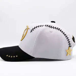 Premium Baseball Cap with Gold Star Embellishment and Unique Black Peak for Stylish Comfort