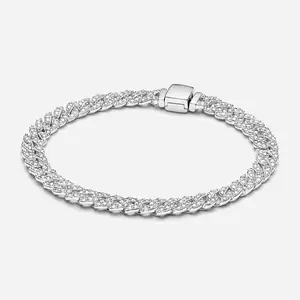 925 Sterling Silver Cuban Chain Bracelet Unisex