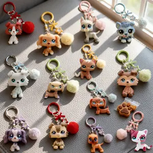 Mini Keychains for LPS,Cute Character Designs with Fluffy Ball-Shaped Hooks for lps fans,Best Christmas Gift