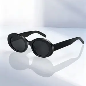 Oval Retro Sunglasses for Women Men TR90 Frame UV400 Protection with Case