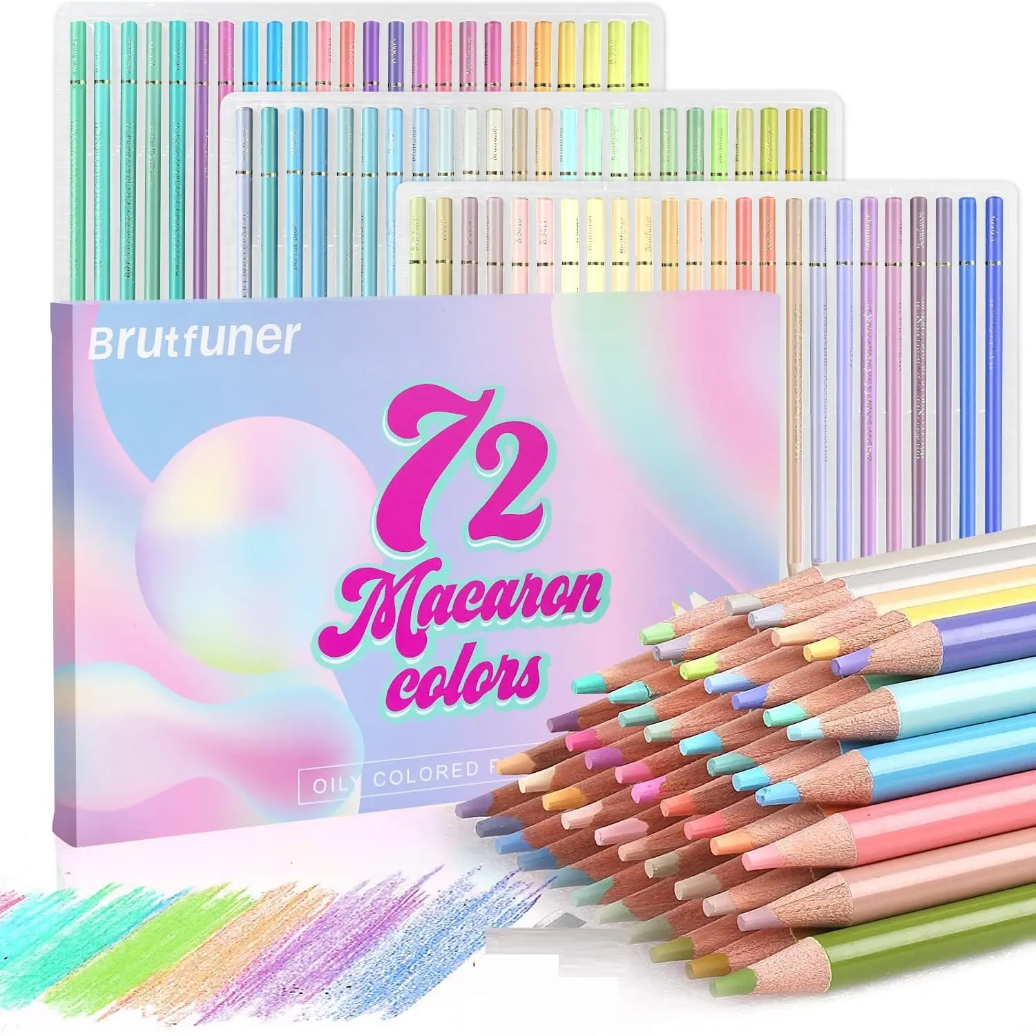 72-Piece Assorted Cute Pastel Macaron Colored Pencils Set, Soft Core for Adults' Coloring Books, Blending Shade, Sketching Office Stationery Writing Tool, Assorted Pencils, Cute Pastel Pencils