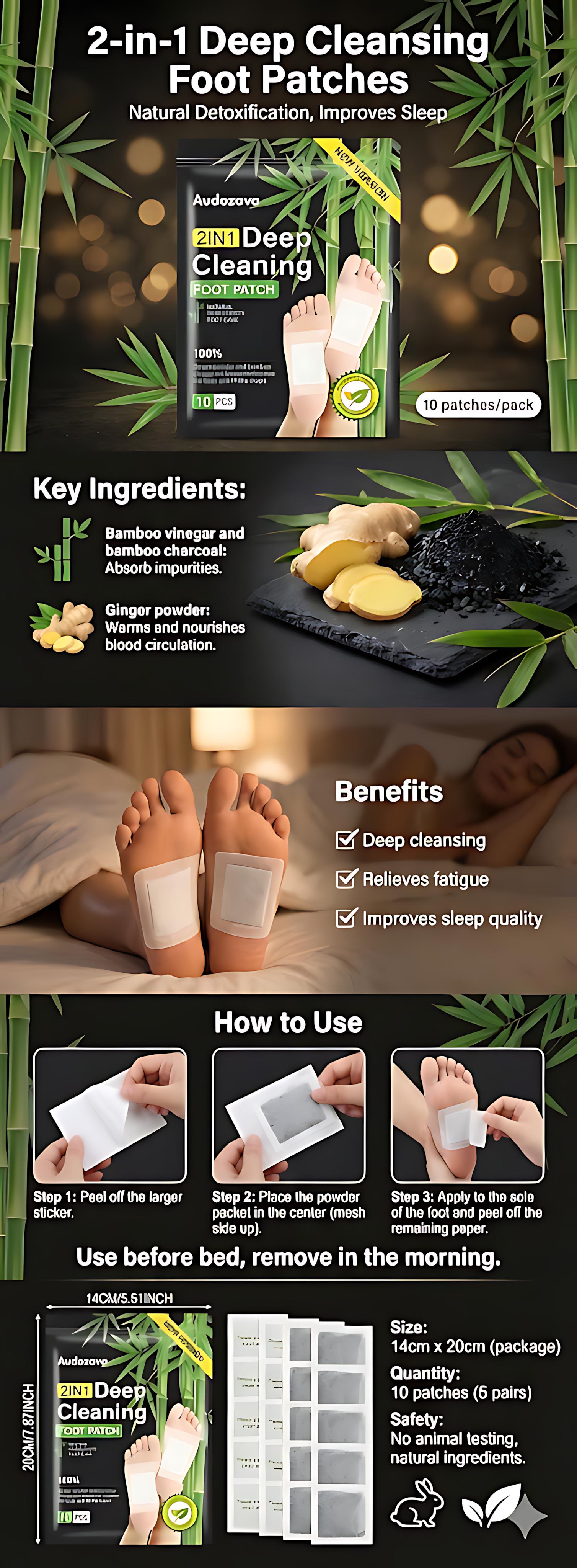 10/20/40pcs Natural Detox Foot Pads & Patches for Feet - Bamboo Vinegar & Ginger Deep Cleansing - Support Better Sleep, Stress Relief & Body Refresh Herbal Ingredients 10/20/40pcs Natural Detox Foot Pads & Patches for Feet - Bamboo Vinegar & Ginger Deep Cleansing - Support Better Sleep, Stress Relief & Body Refresh Herbal Ingredients