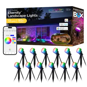 Enbrighten VIBE WiFi Color-Changing Eternity Landscape Lights, 12 Lights, 50ft. Black Cord