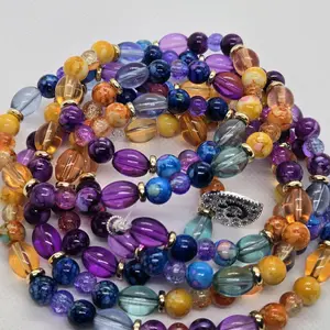 Waistbeads-Barrel Clasp-Colorway- 'Sunset Royale' 57.5  Inches High-Quality Beads for Casual & Formal Occasions