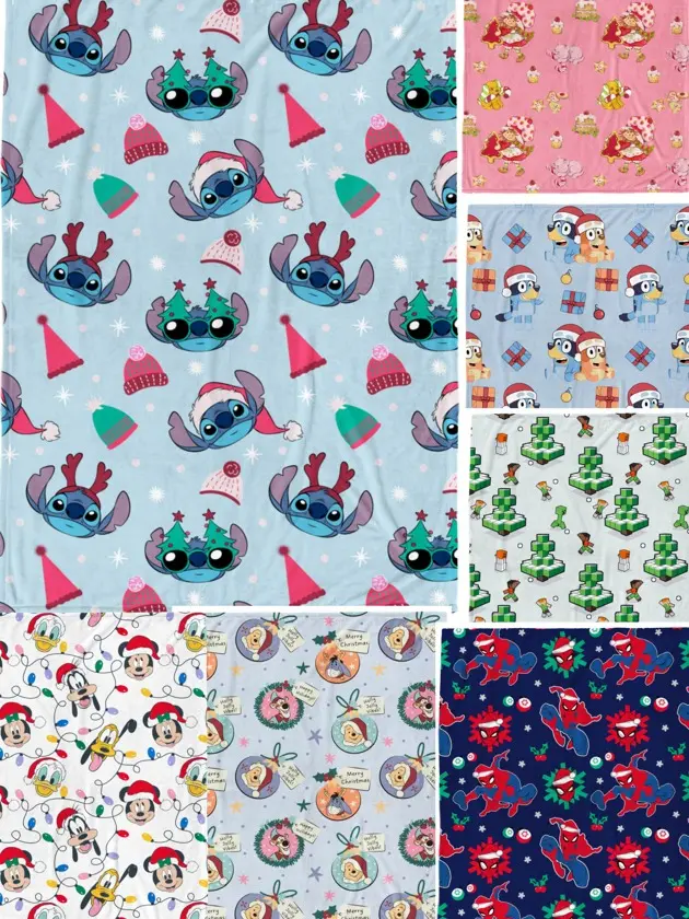 Jay Franco Cozy Cartoon Warm Throw Blanket for Bed - Holiday Winter Character Blankets: Bluey, Spiderman, Lilo and Stitch, Minecraft, Winnie The Pooh, Strawberry Shortcake, Mickey Mouse, Cozy Cartoon Blanket