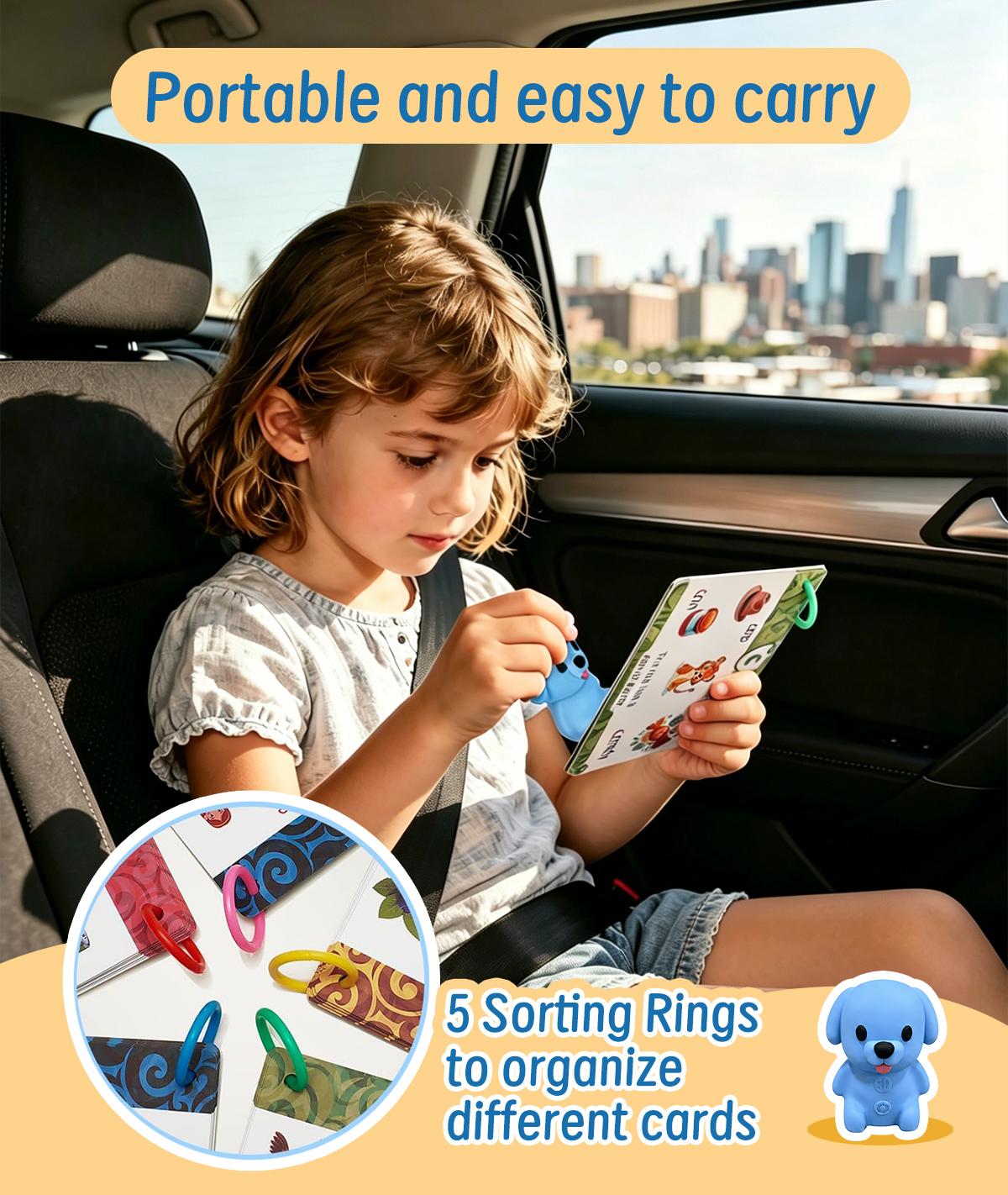 Talking Phonics Flash Cards with ReaderDog, Learn to Read with 81 Pages, 81 Sentences, 592 Words & 81 Stickers, Toddler Educational Learning Toys for Kids Ages 3–8, Kindergarten, 1st Grade, 2nd Grade, Interactive, Engaging Flashcards