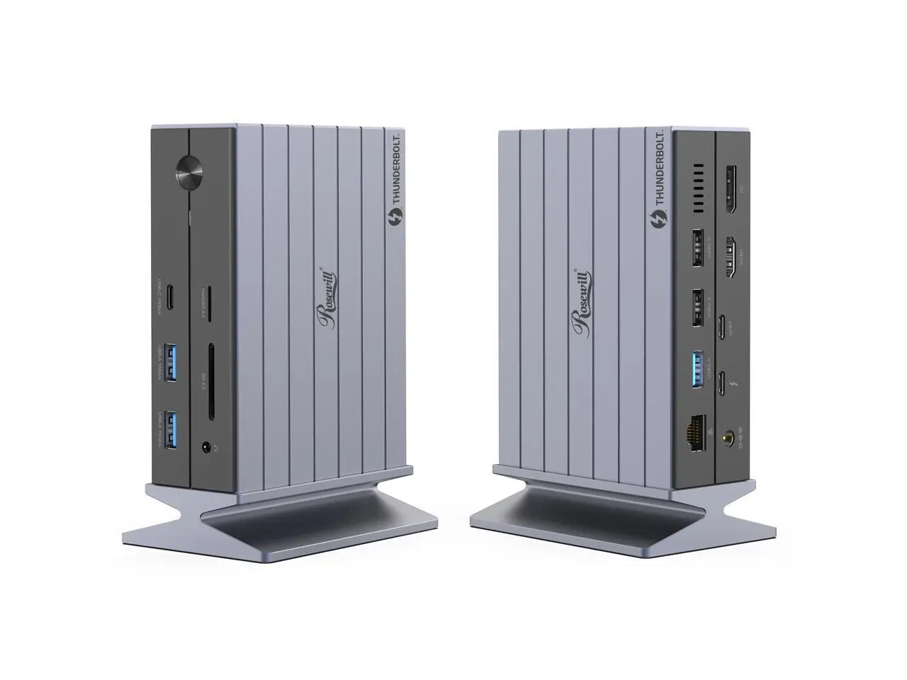 Rosewill 14-in-1 Thunderbolt 4 Docking Station with Switch Button, 8K Display, Triple Display, 135 Power Adapter & 40Gbps Transfer - RHUB-TB4