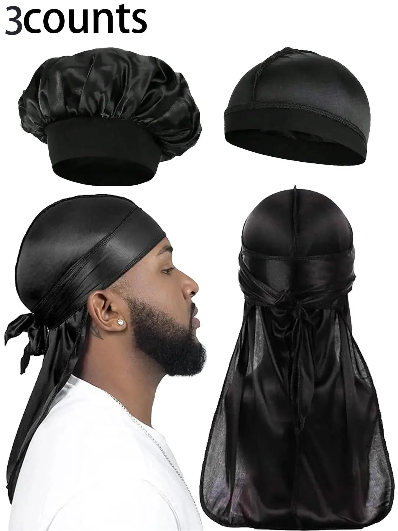 Solid Color Bonnet & Durag & Wave Cap, Casual Comfortable Breathable Hair Care Cap for Men & Women, Outdoor Sports Home Daily Pirate Cap, Sleeping Cap, Fitted Beanie, Bonnets For Sleeping