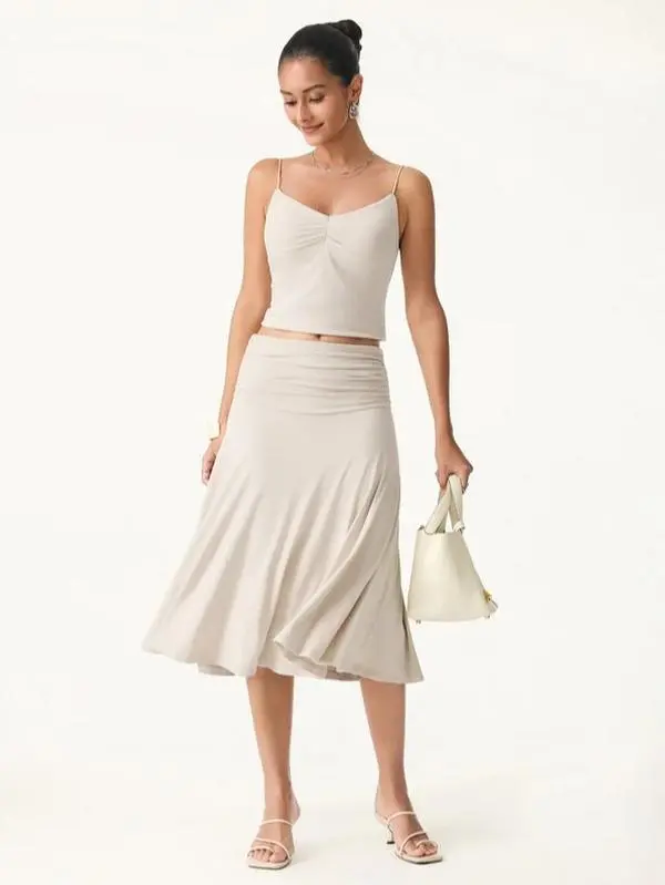 OGL Eco-SkinKiss Flowy Side Ruched A-line Midi Skirt - New in box - The biggest flash sale 2026!!
