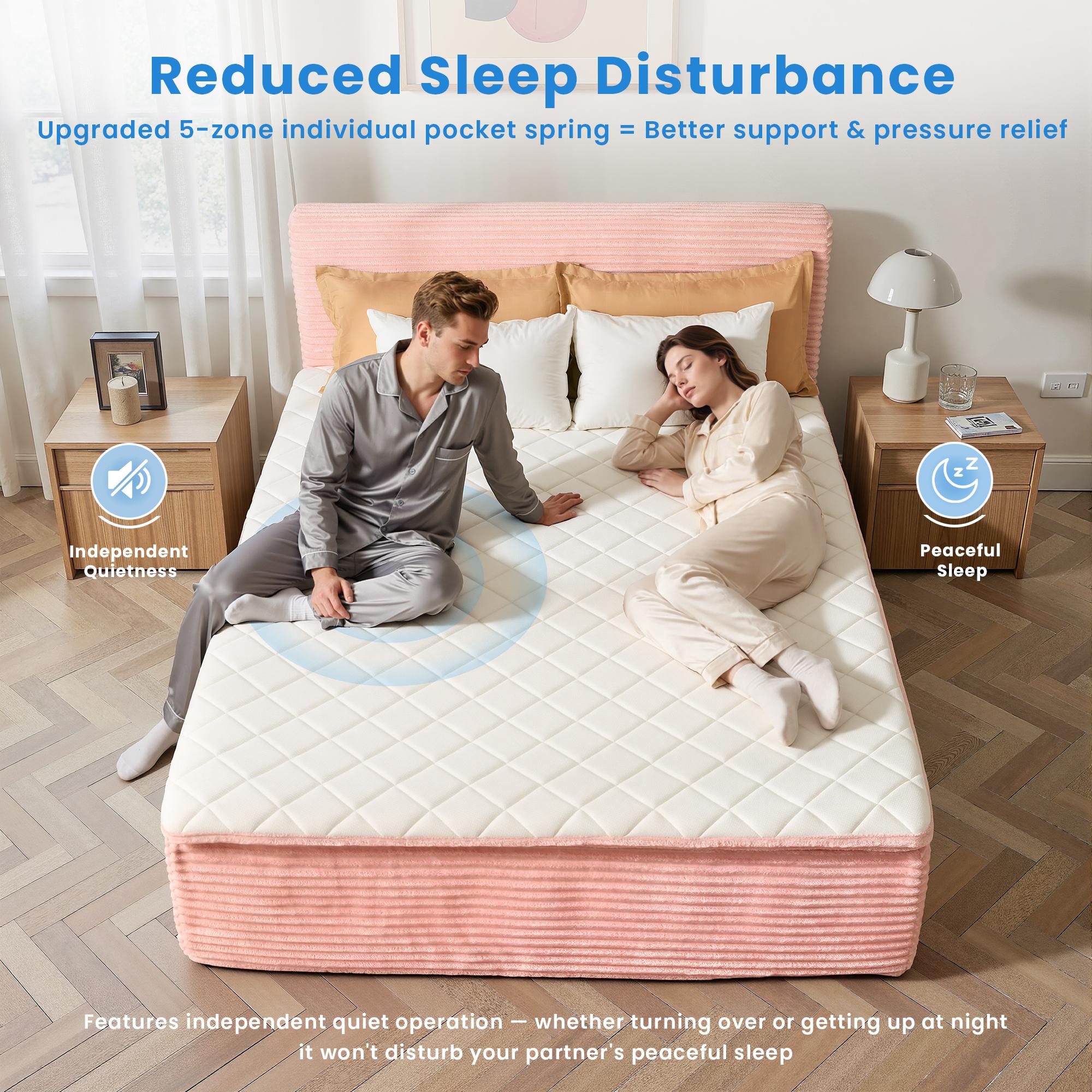 Ovios Queen Size Memory Foam Mattress with Removable Headboard, 17" Sofa Bed Full Mattress, Individually Pocketed Springs, Pressure Relief, Motion Isolation, Provides Support, CertiPUR-US Certified