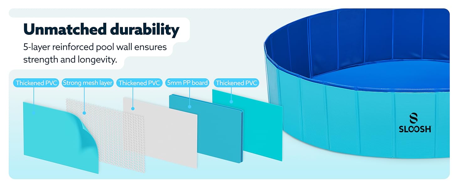 SLOOSH Foldable Dog Kiddie Pool - Portable Hard Plastic Doggie Swimming Pool, Anti-Slip Collapsible Pets Bath Tub Suitable for Kids Indoor Outdoor Backyard Use TikTokShopSummerTurnup