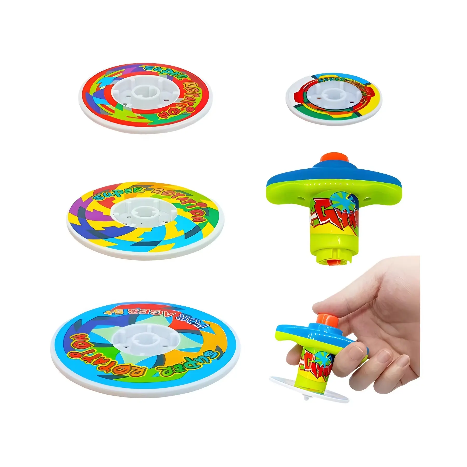 4PCS Round Fidget Spinning Tops Set - Lightweight Unisex Manual Battle Tops, Sensory Spinner Tools for Kids, Enhance Hand-Eye Coordination, Portable for Party Games & Outdoor Play, Classic Fun For Kids