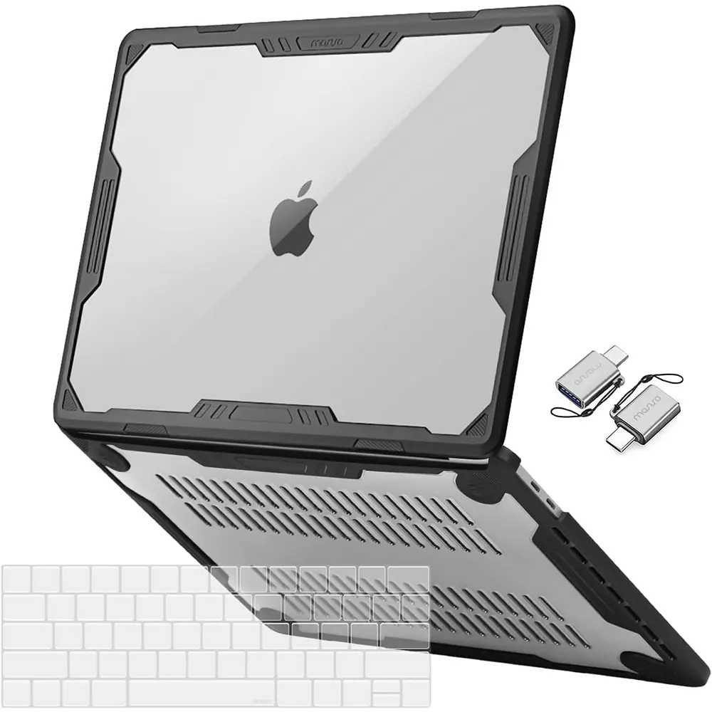 MOSISO Heavy Duty Hard Case for MacBook Pro 13 inch (2026-2016 Models: A2338 M1, A2251, A2289, A2159, A1989, A1708, A1706, M2), Transparent with Symmetric Geometric Design, TPU Bumper, Keyboard Cover & Type-C Accessory, Usb-C, Plastic, Polycarbonate, Rubb