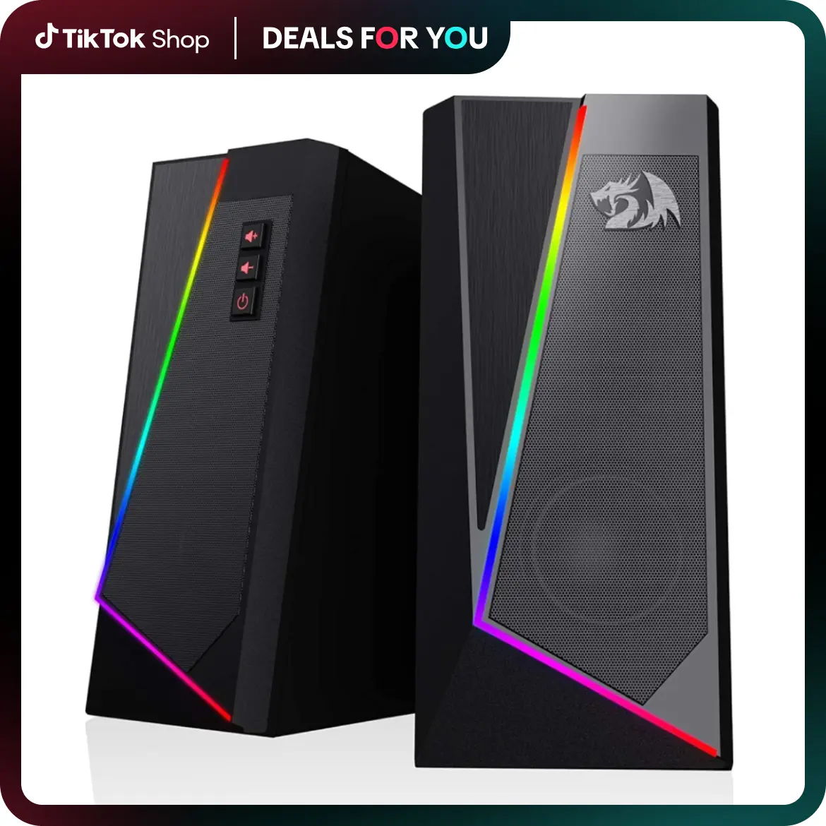 Redragon GS520 Multifunctional 2.0 Channel PC Gaming Desktop Speaker - Audios Sound System, 6 Color RGB LED Modes, Enhanced Sound, Easy-Access Volume Control, USB-Powered 3.5mm Cable, Gaming Stuff, Men's Stuff, Teen Boy Gift Desk Accessory, Cool Gifts For