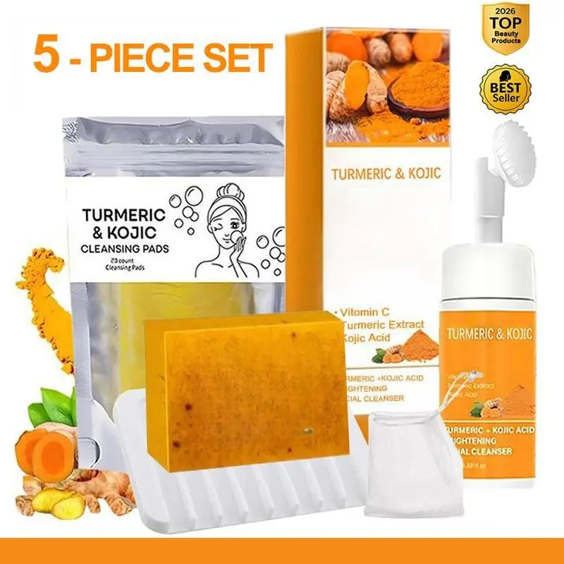 Turmeric Wash and Care Three Piece SetTurmeric Tablets, Turmeric Cleansing Mousse,Turmeric Soap Facial Cleansing Skincare FacialCleansing Cleanser Comfort