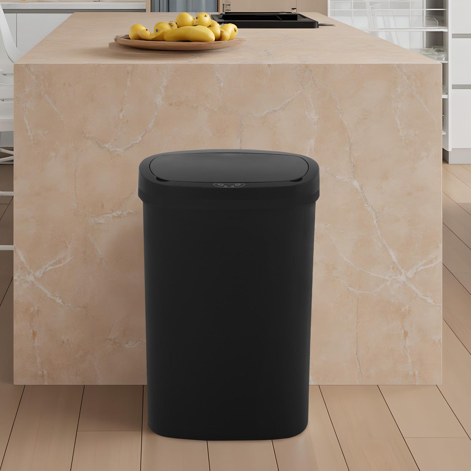 BestOffice 13 Gallon Automatic Trash Can with Lid Touch Free High-Capacity Motion Sensor for Kitchen Bedroom Bathroom Office Waterproof Durable PP Plastic Smart Sensing Technology Easy Cleaning Odor Control Energy-Saving Operation