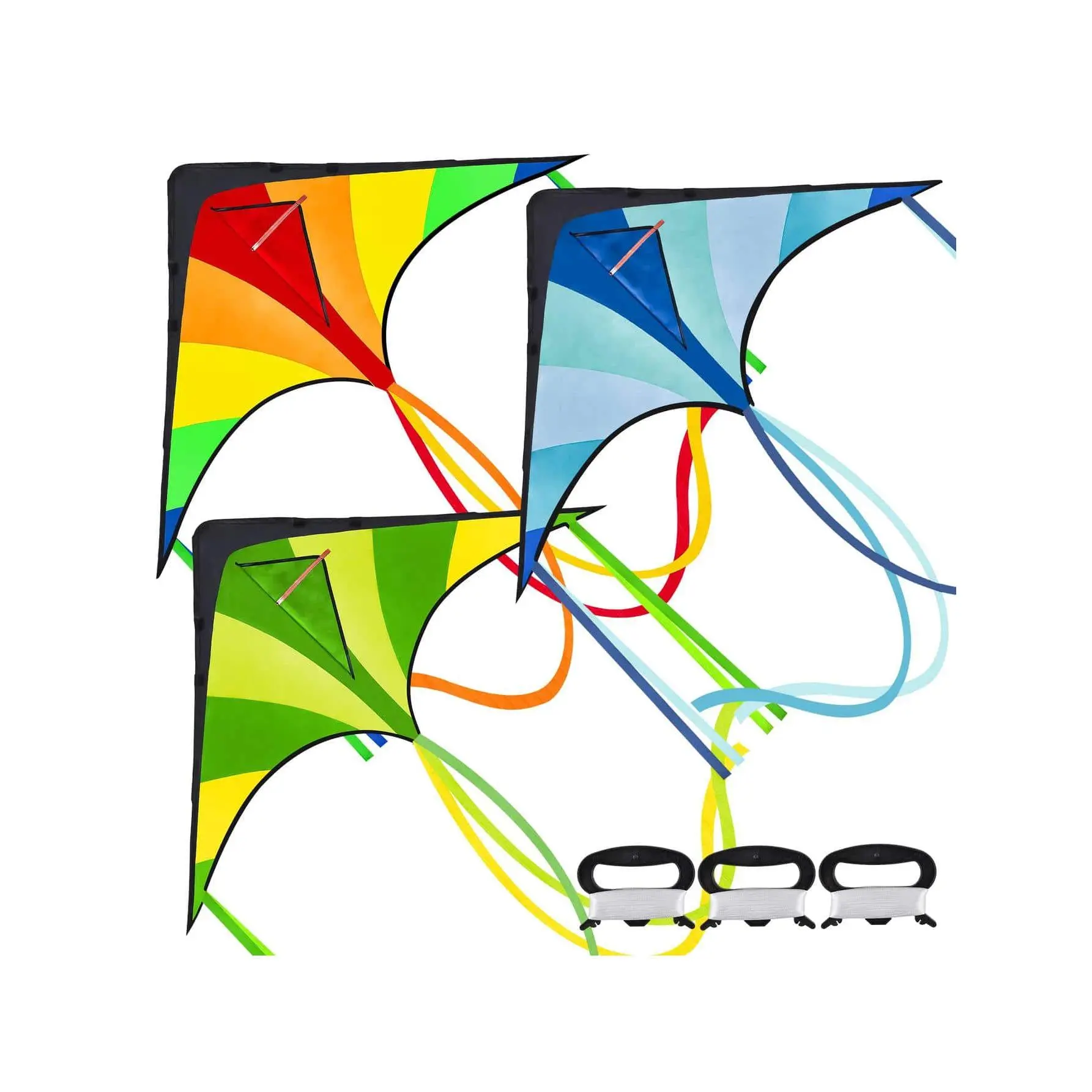 Multi Packs Large Delta Kite Orange, Green And Purple, Easy To Fly Huge Kites With 262.5 Ft Kite String, Large Delta Beach Kite For Outdoor Games And Activities (1/2/3 Packs)