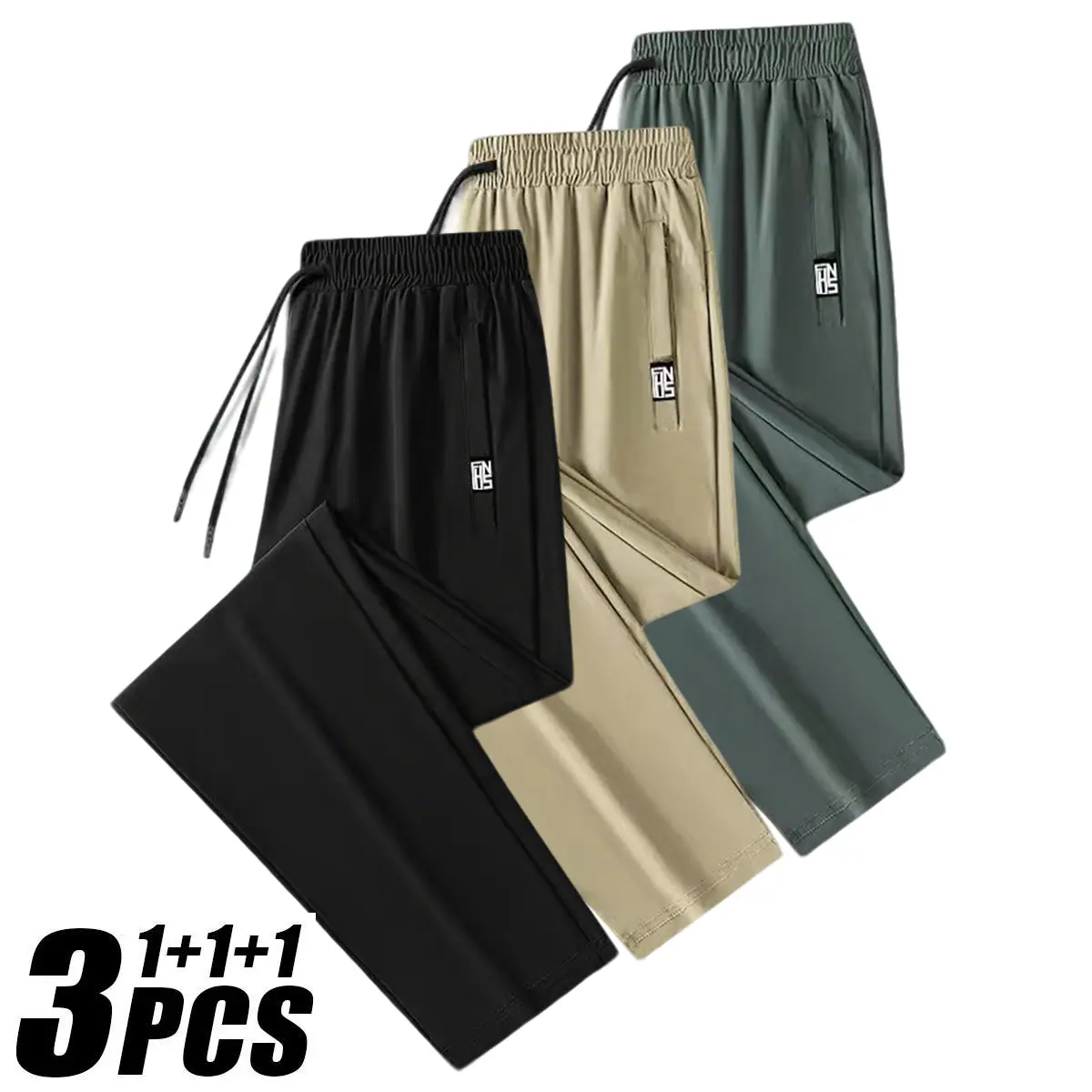 Men’s Ice Silk Cooling Sports Pants - Instant Chill Breathable Training Trousers - Lightweight Quick-Dry Athletic Joggers for Summer Workouts skin-friendly smooth soft fabric elastic design