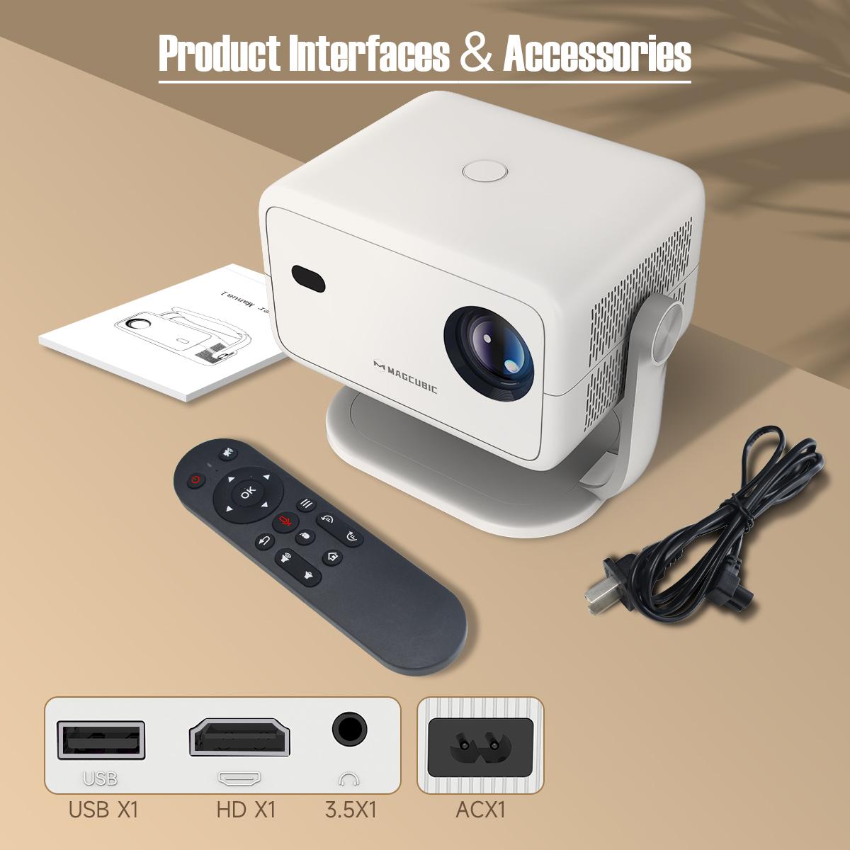 [US warehouse] Magcubic L018 Auto Focus Projector 650ANSI Google Assistant Android 14.0 8K Videosource Supported Native 1080P Wifi6 BT5.2 Built-in HiFi Speaker Allwinner H726 Fully Auto Keystone Correction Portable Movie Outdoor Airmouse Intelligent