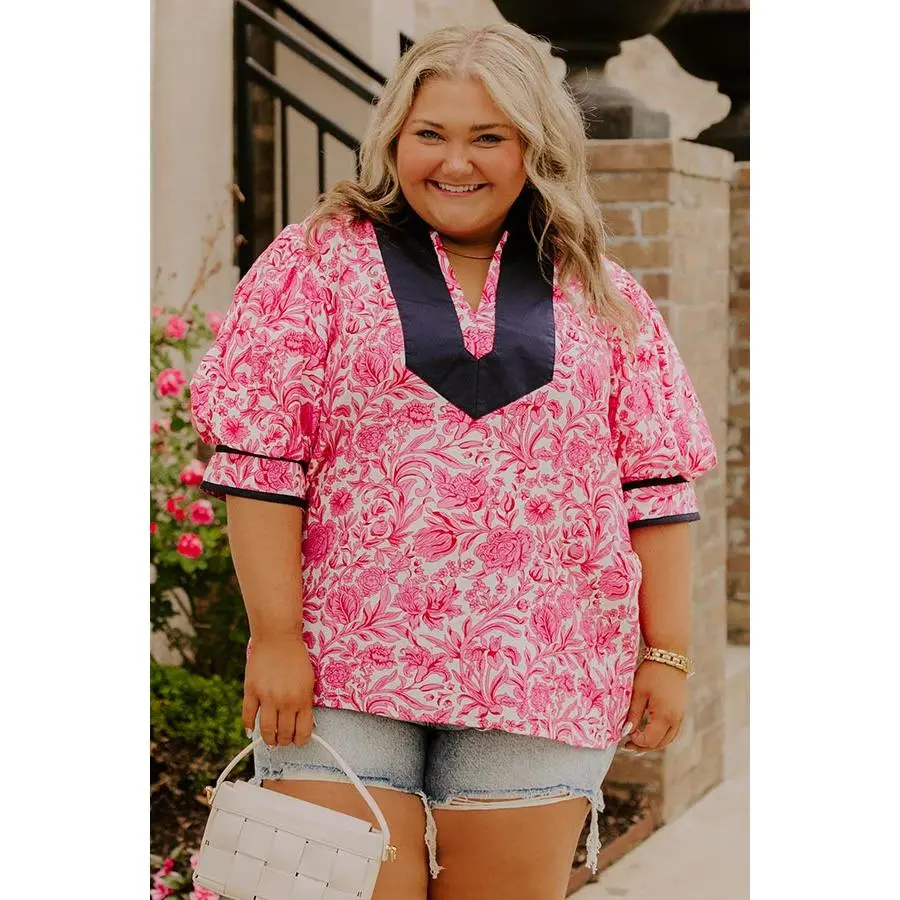 Sonoma Charm Floral Top in Pink Curves