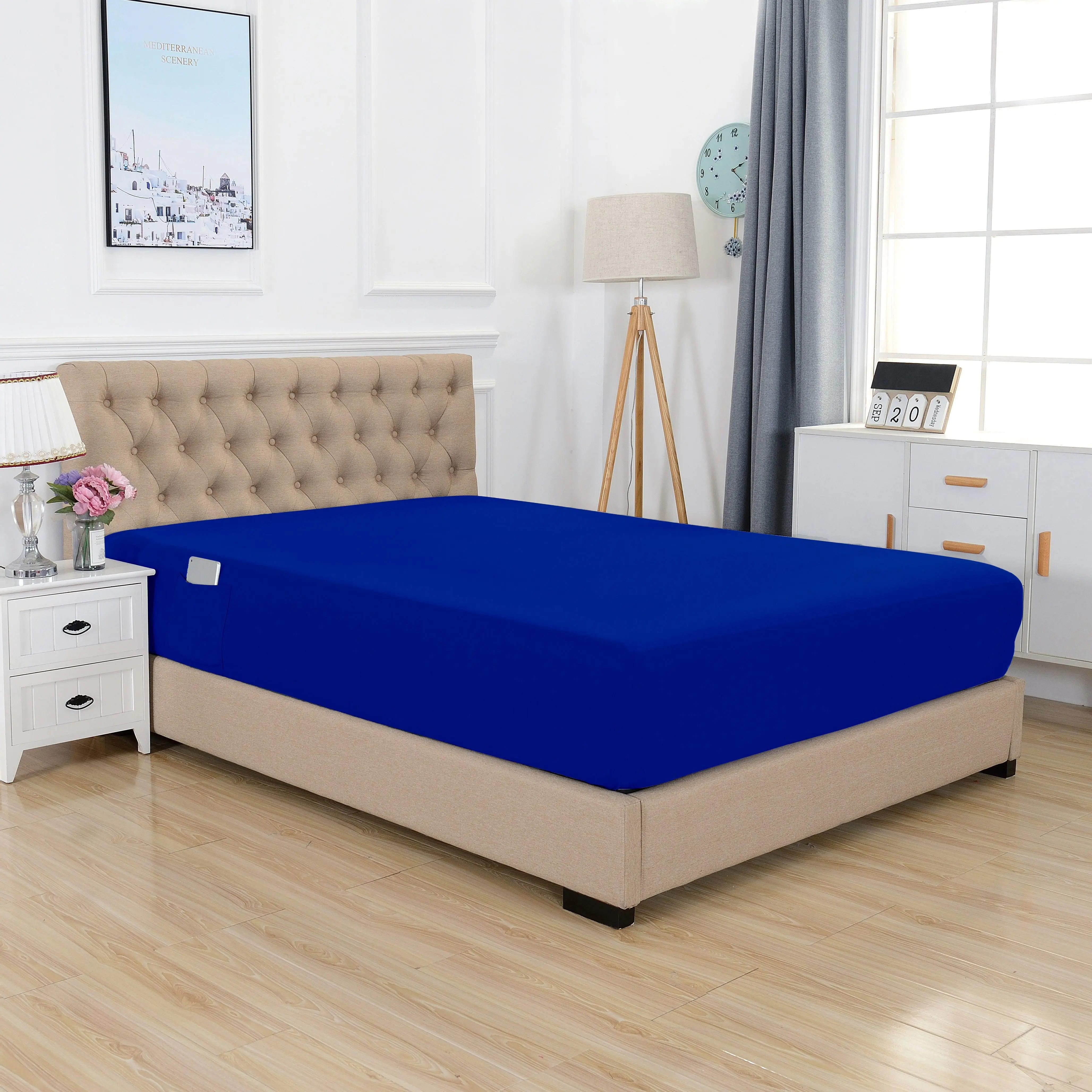 Elegant Comfort Single Fitted Sheet 18-21in Extra Deep Pocket for High Mattress – Wrinkle-Free Microfiber Texture
