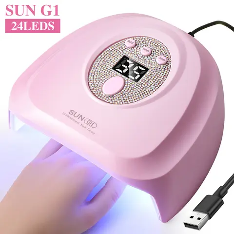 LIMEGIRL 72W UV LED Nail Lamp Light Dryer with 24 Beads, 3 Timer Setting & LCD Touch Display Screen - White/Pink Nail Art Polish