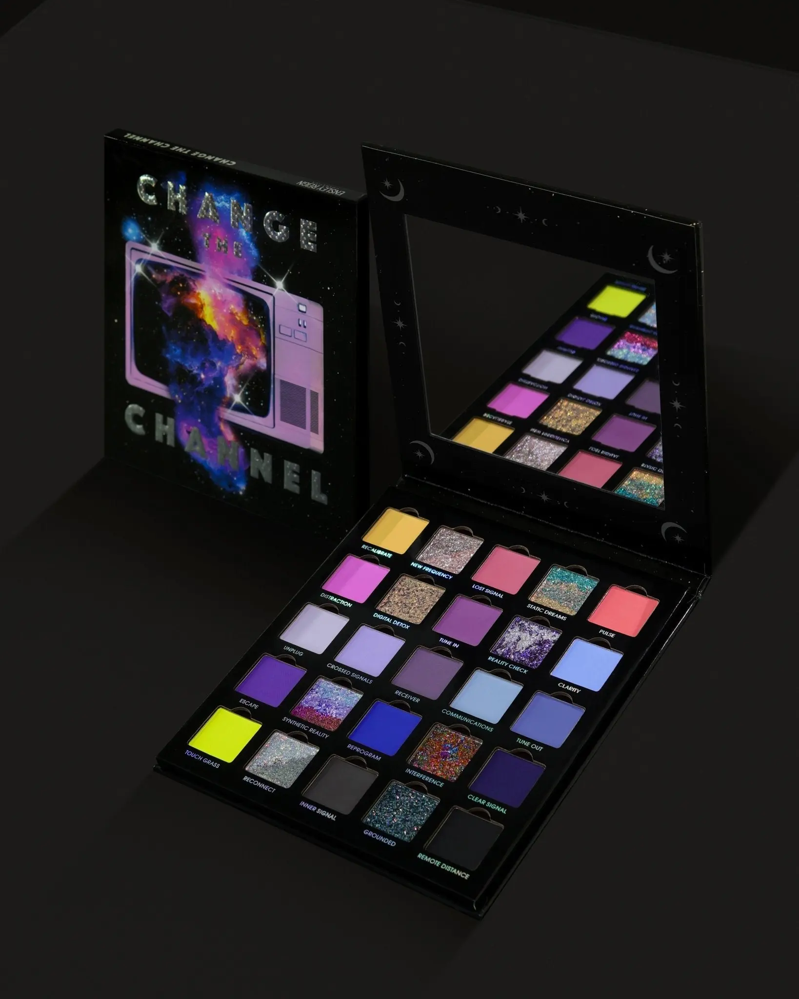 Change The Channel 25-Pan Pressed Pigment and Eyeshadow Palette Metallic Neon Makeup