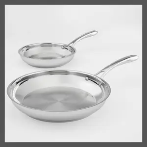 Cuisinart 2PC Stainless Steel Fry Pan Set 500F 3.2QT Silver 10" & 12" Skillet