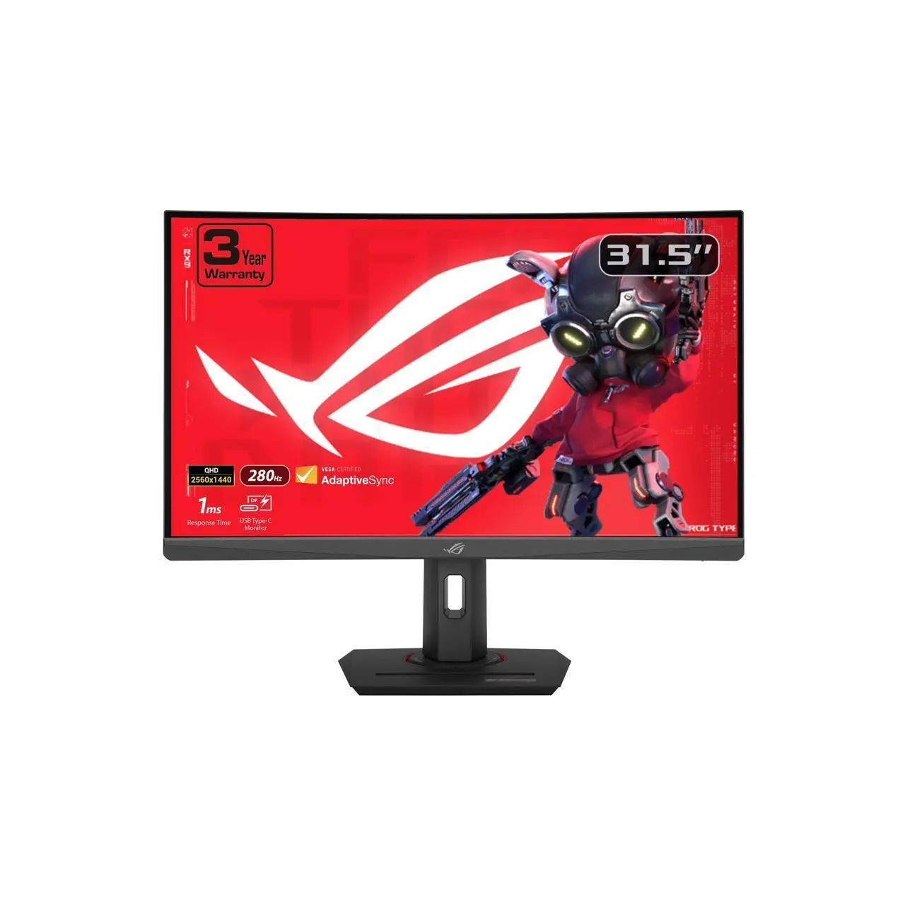 ASUS ROG Strix 32" 1440P USB-C Curved HDR400 Gaming Monitor (XG32WCMS) - QHD (2560x1440), 280Hz, 1ms, Fast VA, Extreme Low Motion Blur Sync, DisplayWidget, Tripod Socket, AI Gaming