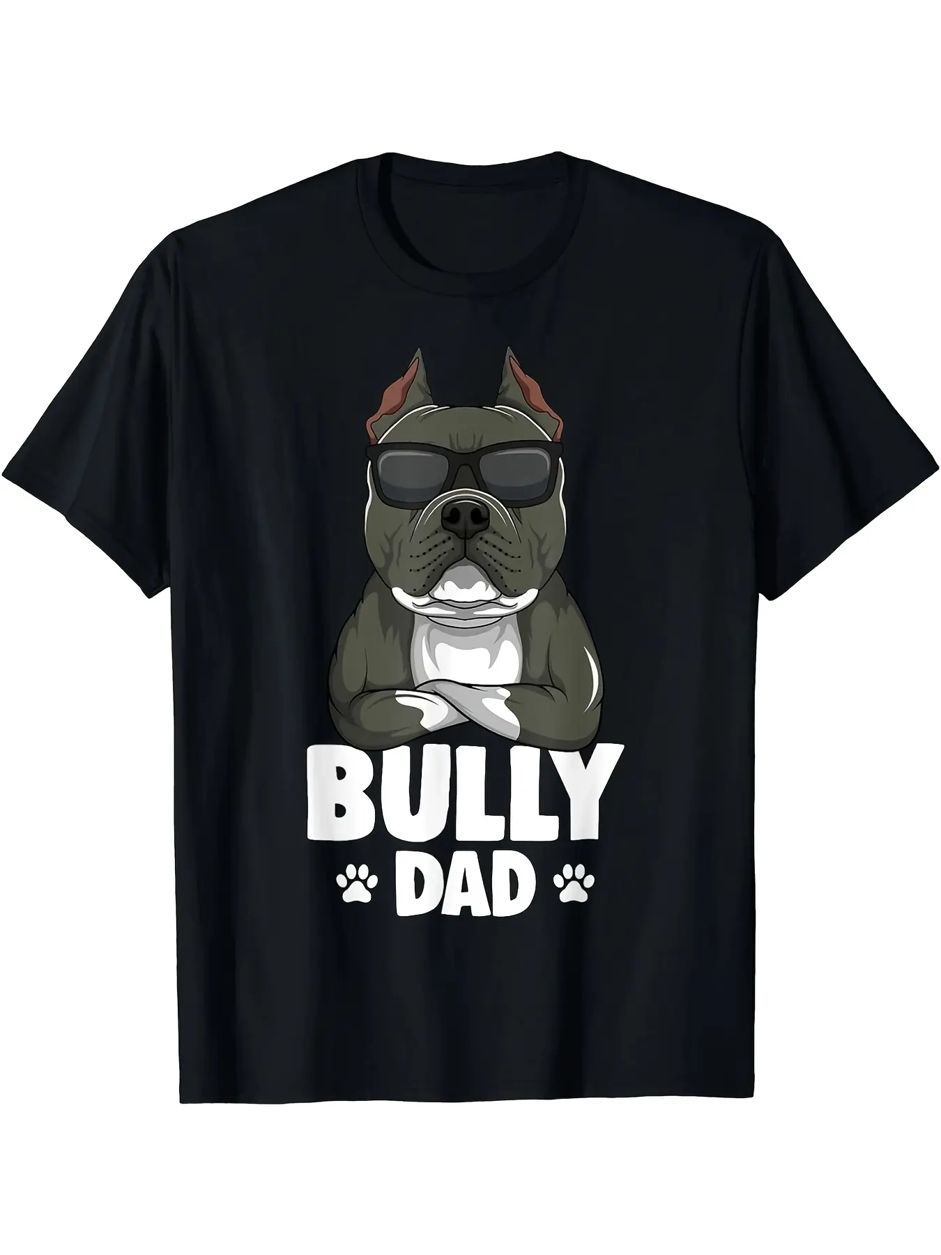Men'S American Bully Dad T-Shirt _ Bully Dog Print unisex soft cotton short sleeve t shirt, vintage graphic casual tee for men women teens, perfect birthday holiday gift for camping travel gym daily street  wear