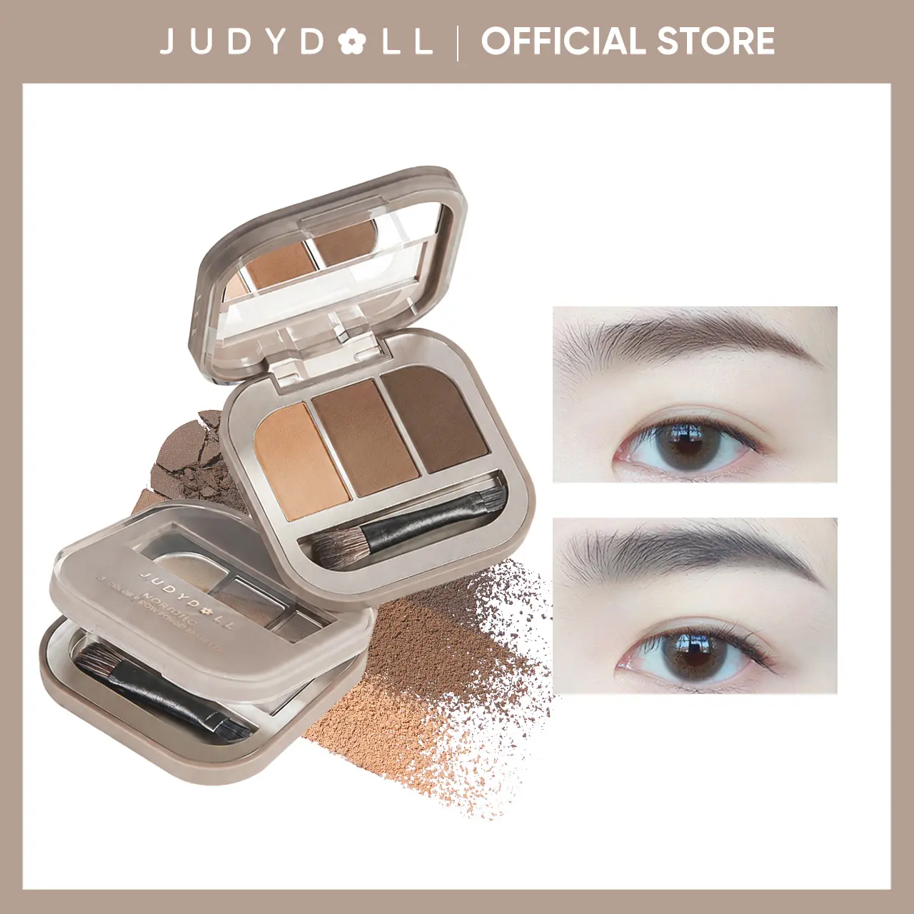 JUDYDOLL 3 Shade Eyebrow Powder, Multi Uses, Smooth & Fitting, Waterproof, Sweat-Resistant, Fine Powder Texture, Skin-Friendly, Easy To color, Long-Lasting, Makeup, Cosmetics, Refresh Look, Summerwins
