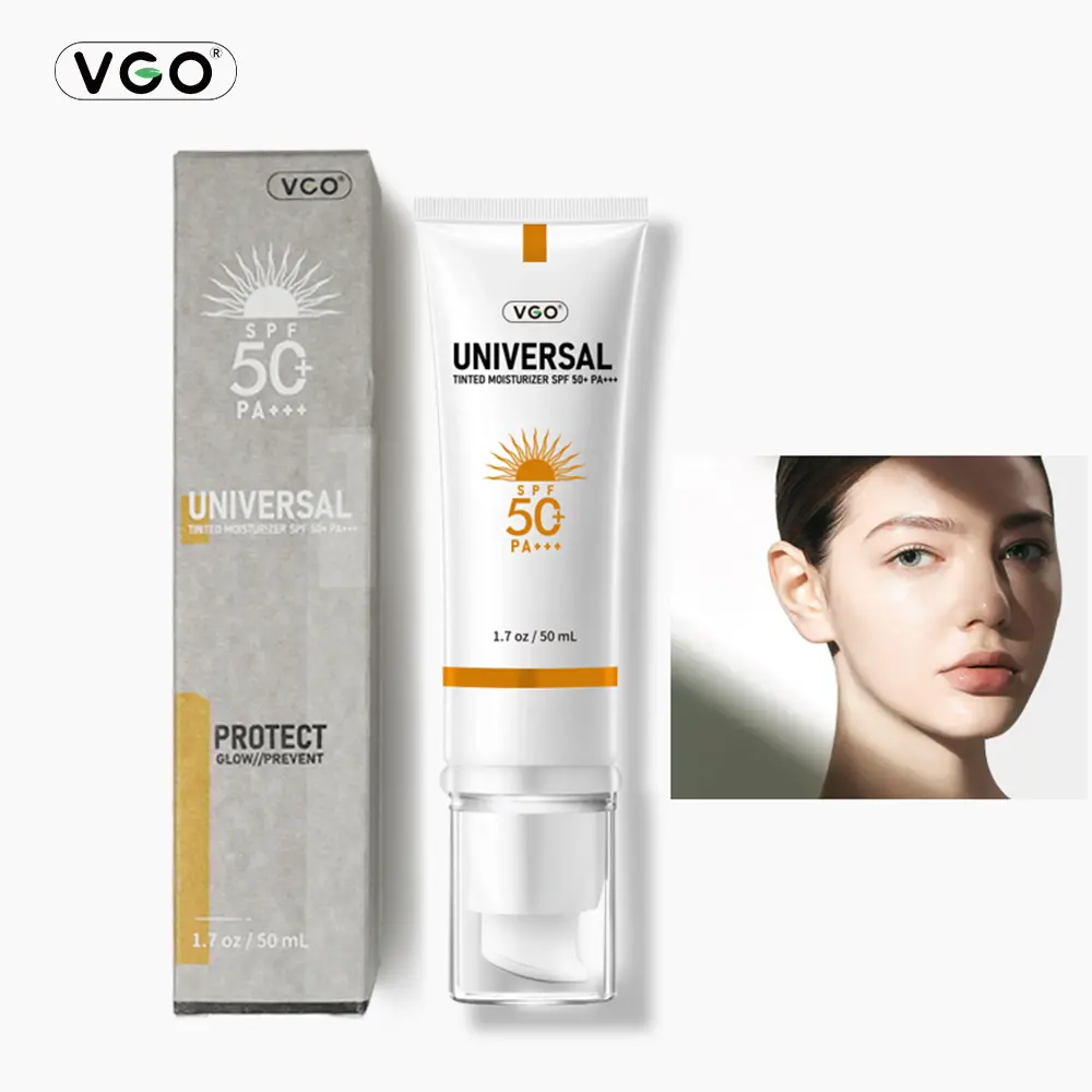 VGO Tinted Moisturizer SPF 50 - Tinted Sunscreen Cream, Daily Lightweight Sunscreen, All-In-1 Mineral Facial Skincare for All Skin Types, 28oz Glow-Boosting Moisture, SPF Makeup, Everyday UV Protection, Hydrating, Sunscreen Everyday