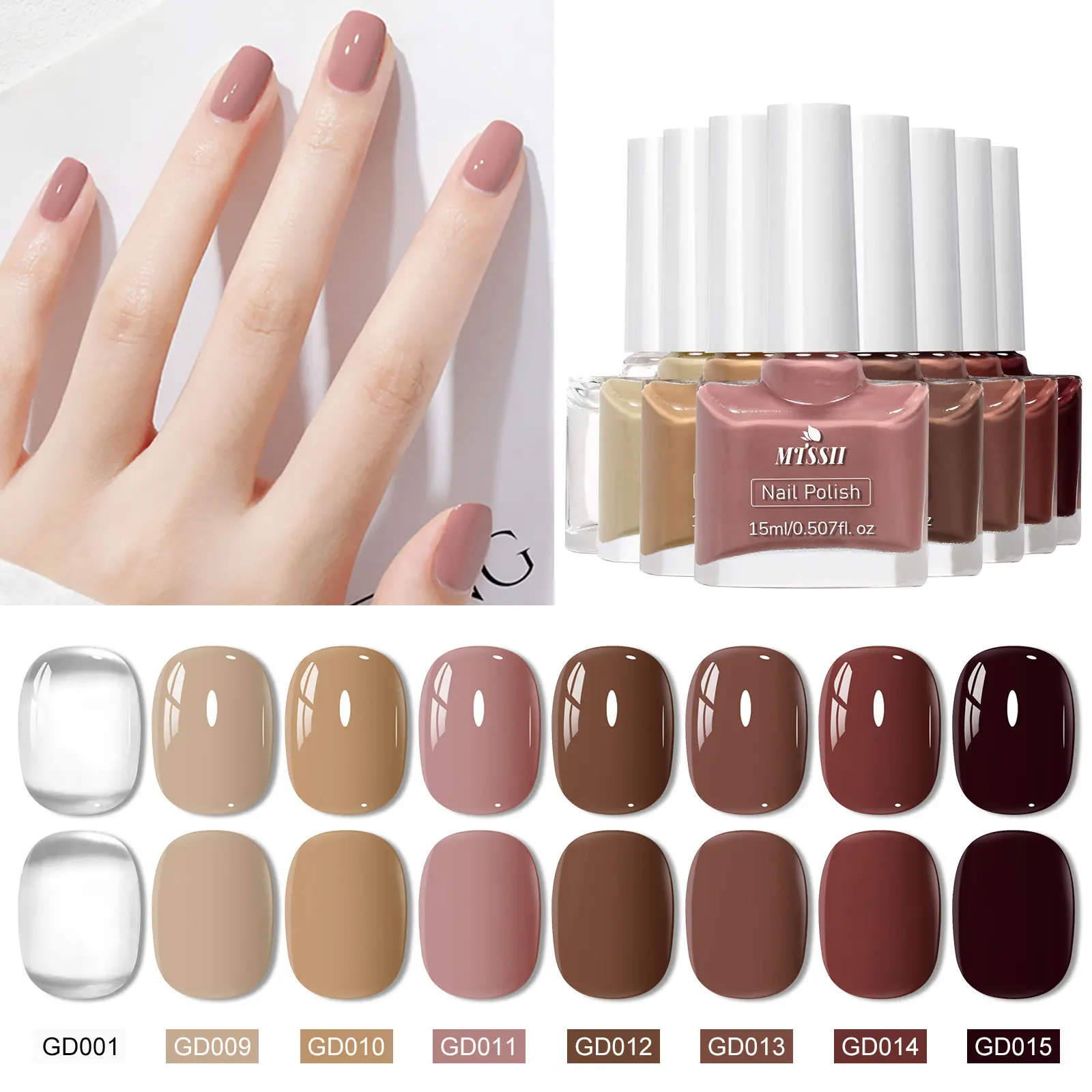 MTSSII 8pcs Colorful Water-Base Fast Dry Nail Polish Set, Finger Nail Polishes, 15ml Red Pink Nude Macaron Color Peelable Air Dry Nail Art Polish, No Need Lamp, for Home Salon Manicure Women Girls Gift Nail Care, Nail Liquid