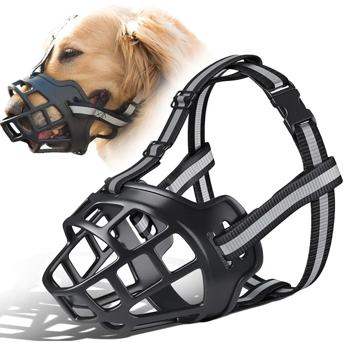 Baskerville Muzzle - Patented Humane Design, Breathable, Dog can Pant and Drink, Adjustable, Padded, Dog Training Muzzle for Small Dogs, Prevents Biting, Wildlife Scavenging