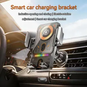 Wireless Car Charger Mount, 15W Fast Charging Auto-Clamping Phone Holder with Infrared Sensor, 90° Rotating Switch for Portrait & Landscape View, Ultra-Stable Air Vent Mount with Metal Hook Clip