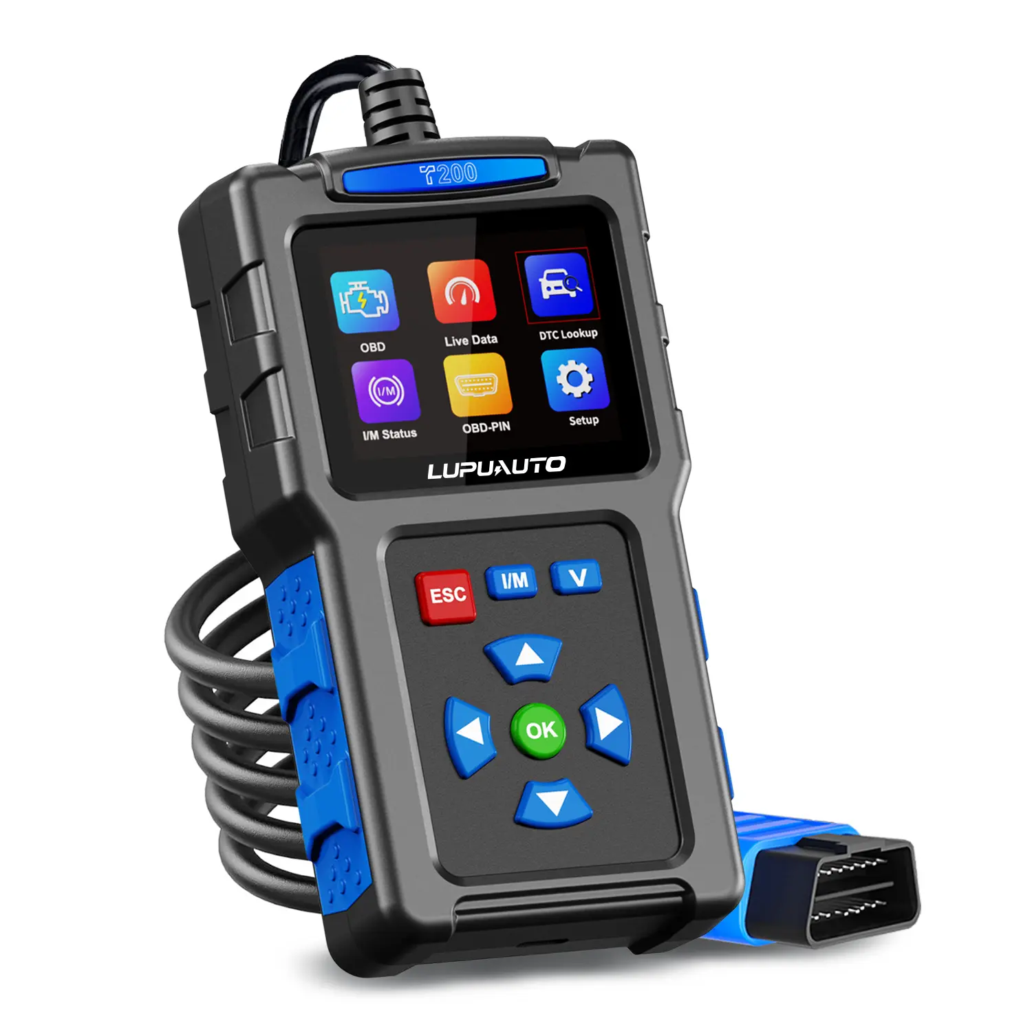 LUPUAUTO T200 OBD2 Digital Automotive Tester, Car Engine System Diagnostic Tool with Code Clearing, I/M Readiness, Freeze Frame Data Viewing, 14 Languages, Plug-and-Play, Compatible with Most Post-1996 OBDII Vehicles, Most Post-1996 Obdii Cars
