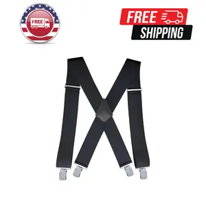 Men's 2 Inch Heavy Duty Suspenders，Adjustable X-Back with Strong Clips