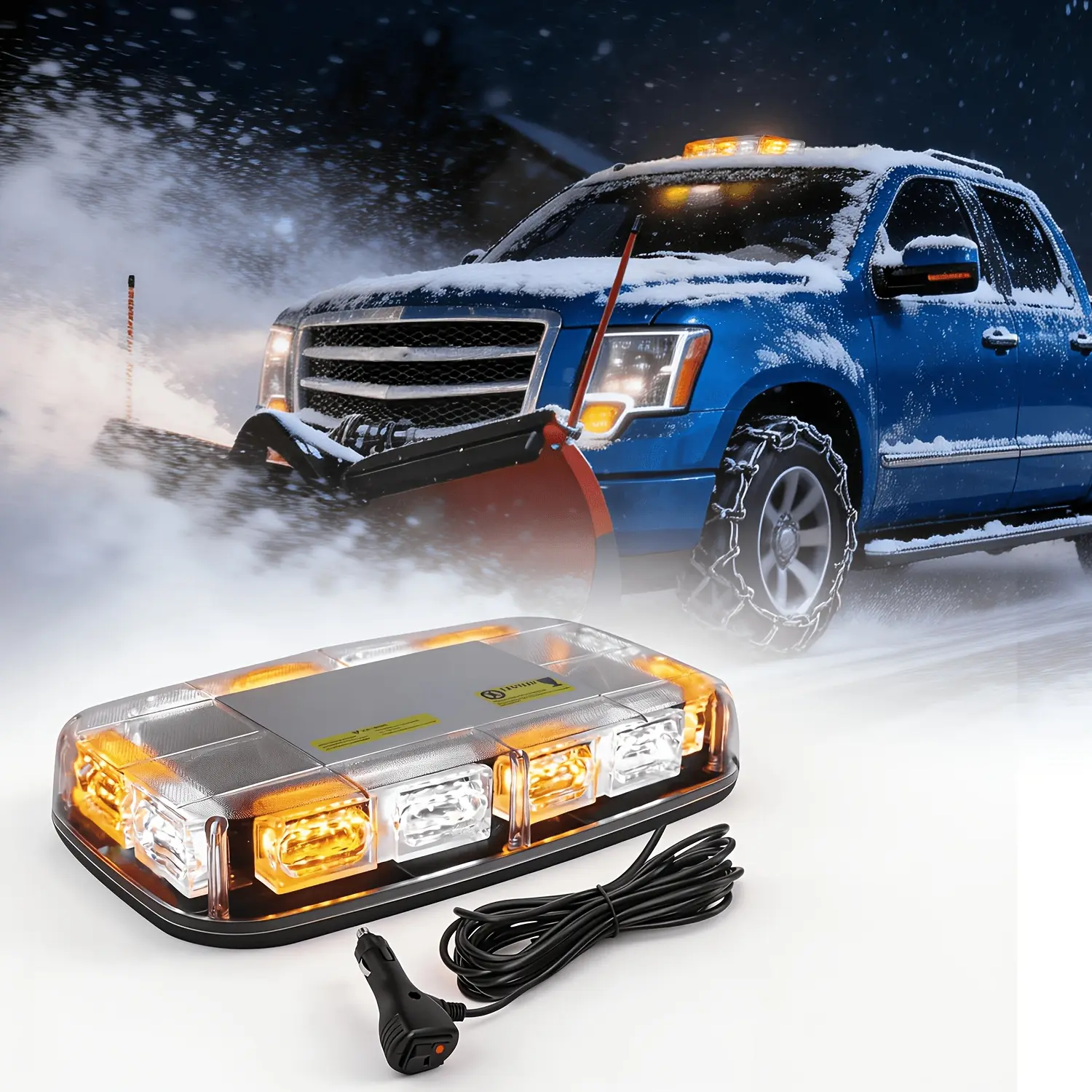 48-LED Roof Emergency Flashing Warning Light Bar, 12-24V High-Visibility Safety Mini LED Strip with Magnetic Base for Snowplows, Construction Vehicles Magnetic Strobe Light Bar, Strobe Lights For Trucks, Light Bars For Trucks